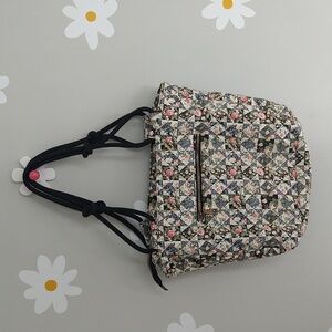 Farmhouse Is My Style Quilt-Like Floral Canvas Purse